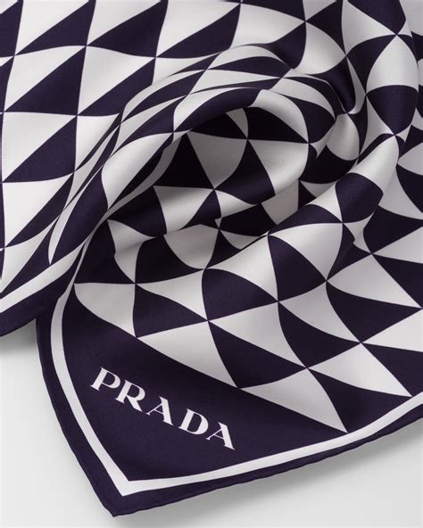 scarf print runway prada|Navy Printed Silk Twill Scarf .